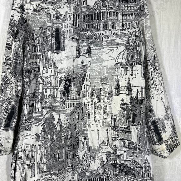 Howard Wolf Vintage Blazer 16 Black White City Scape Sequins Art to Wear Lined - Picture 13 of 16